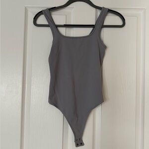 NWOT Abercrombie & Fitch Soft Matte Seamless Square Neck Bodysuit, Gray, XS